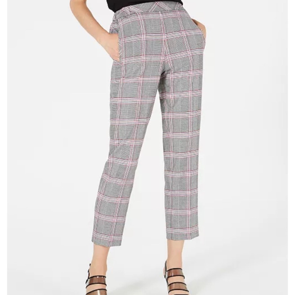 Bar III Red/Black/ White Plaid Pants Size Small
